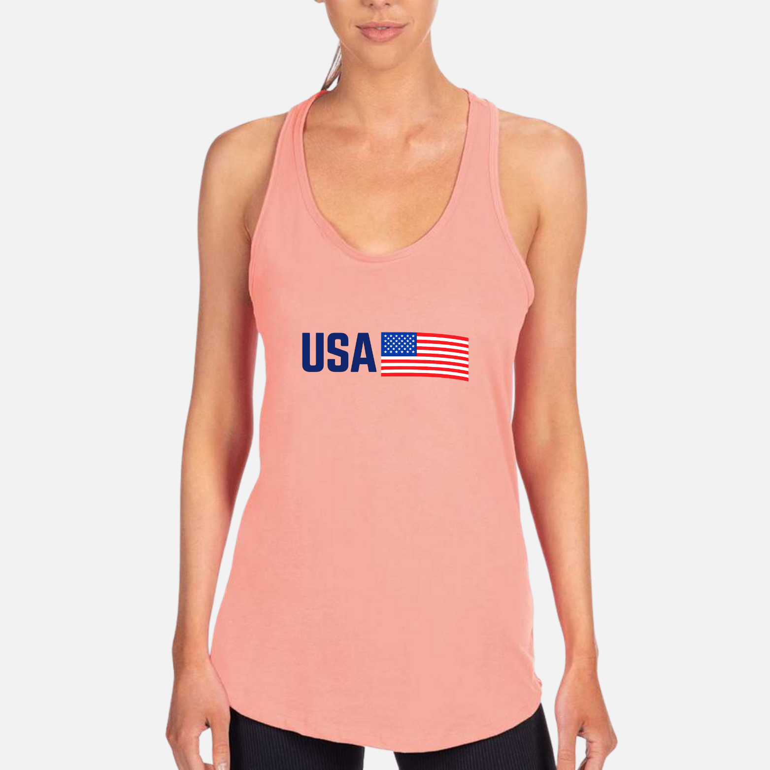 USA Women's Racerback Tank - Desert Pink front mockup