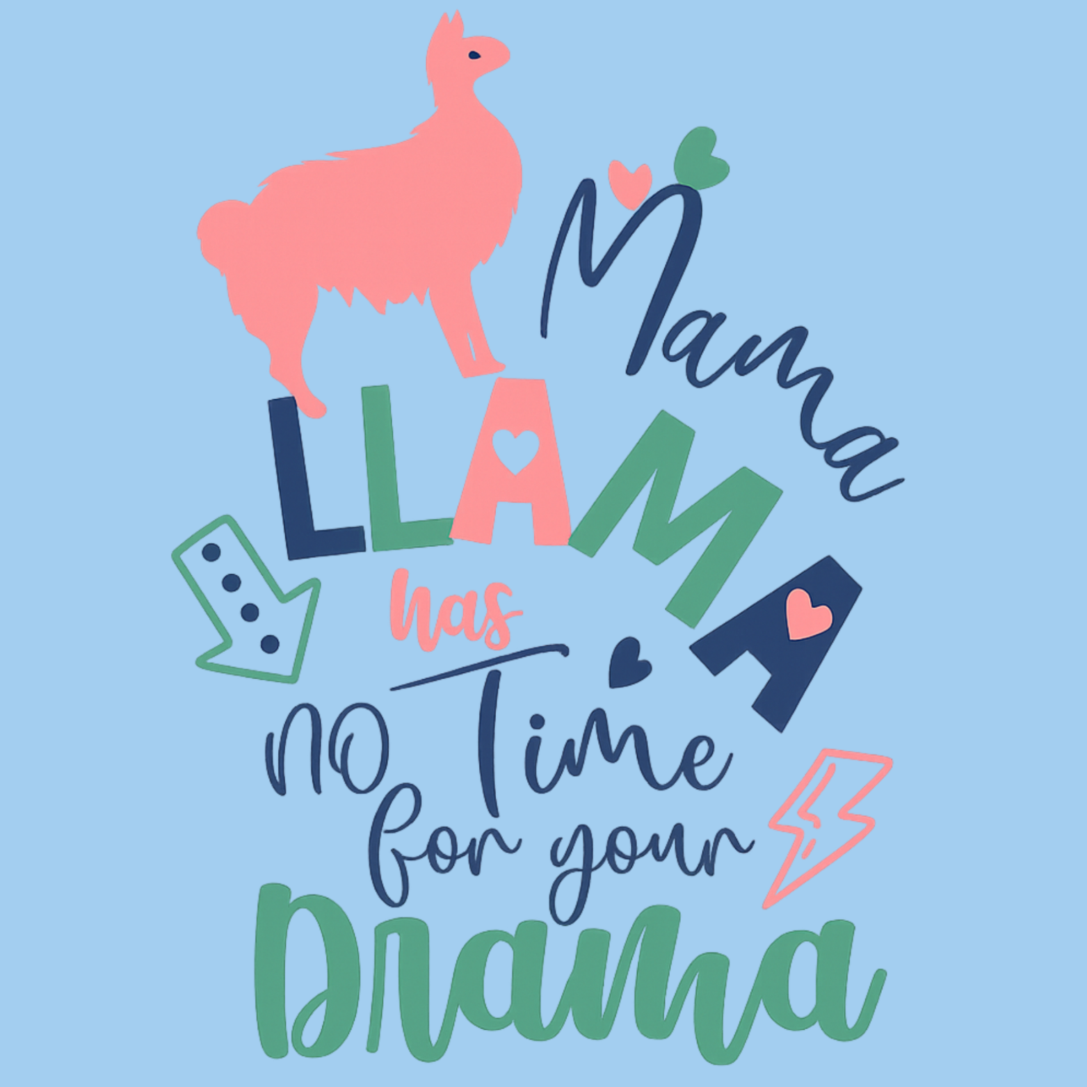 Mama Llama Hoodie - Blue design preview