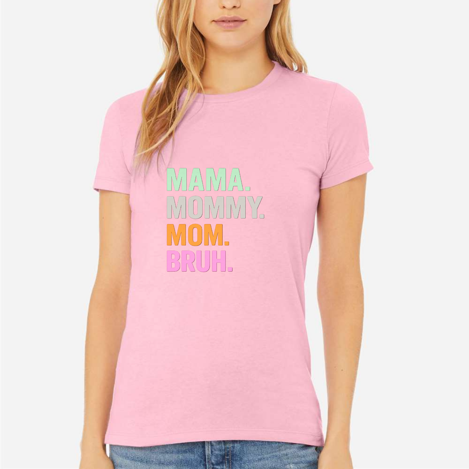 Mom Bruh Women's Ultra-Premium Triblend T-Shirt - Heather Grey front mockup