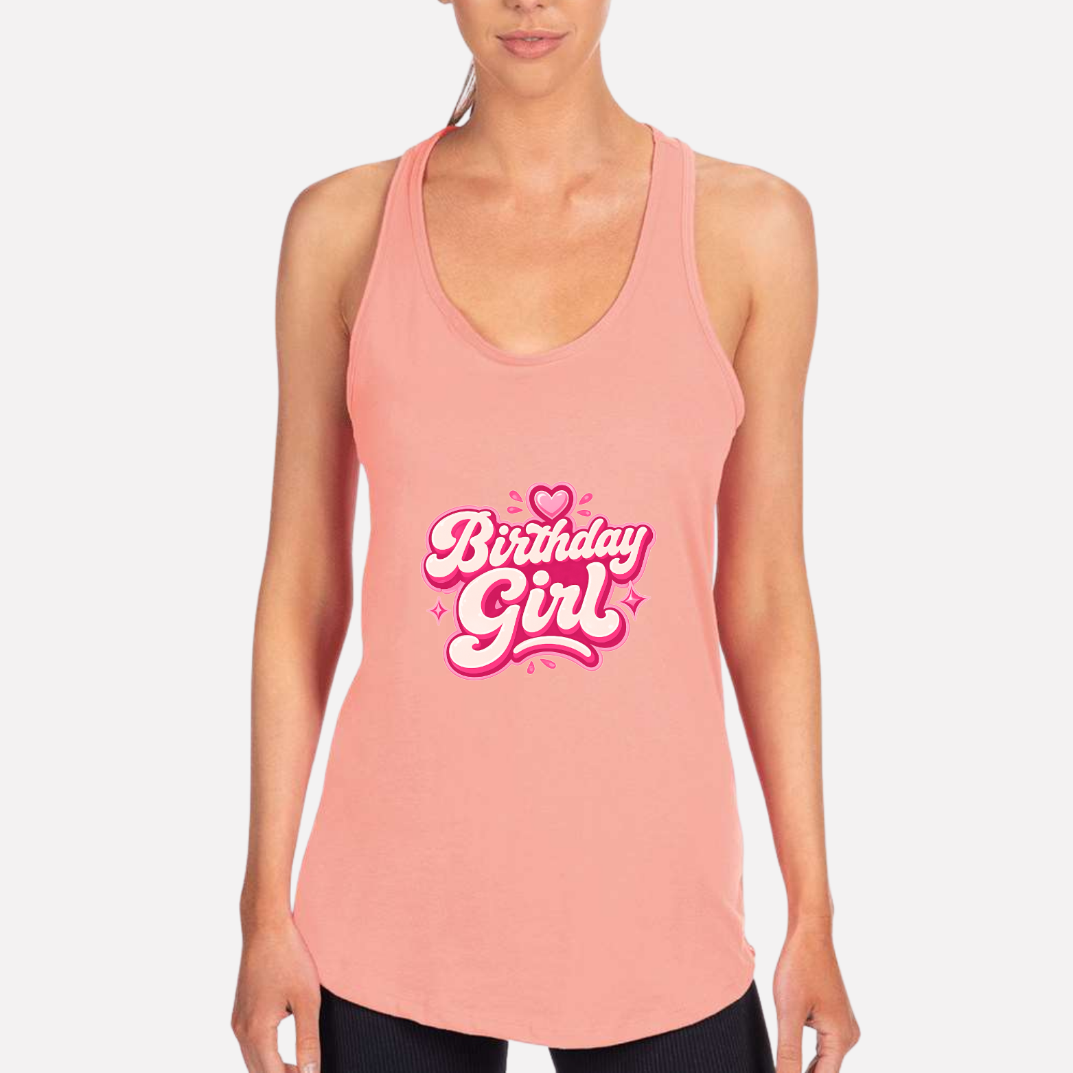 Birthday Girl Women's Racerback Tank - Desert Pink front mockup