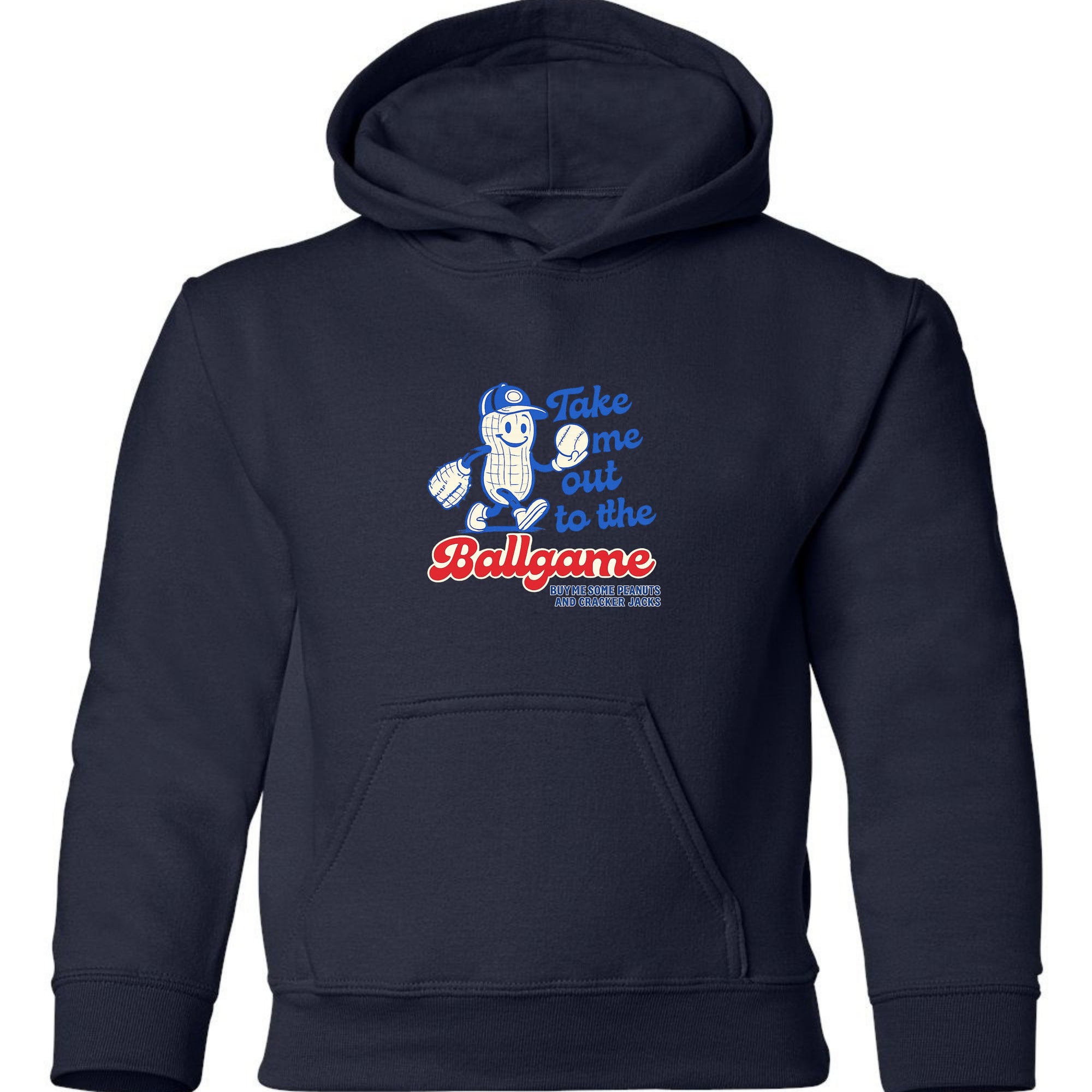 Take Me Out To The Ballgame Youth Hoodie - Navy front mockup