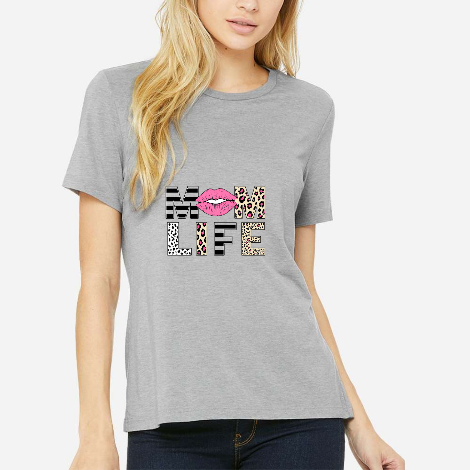 Mom Life Women's Ultra-Premium Triblend T-Shirt - Heather Grey front mockup
