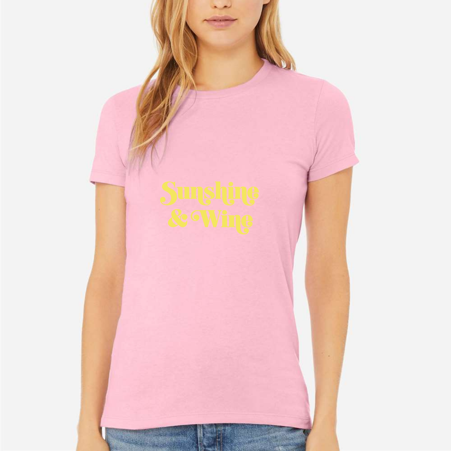 Sunshine & Wine Women's Ultra-Premium Triblend T-Shirt - Heather Grey front mockup