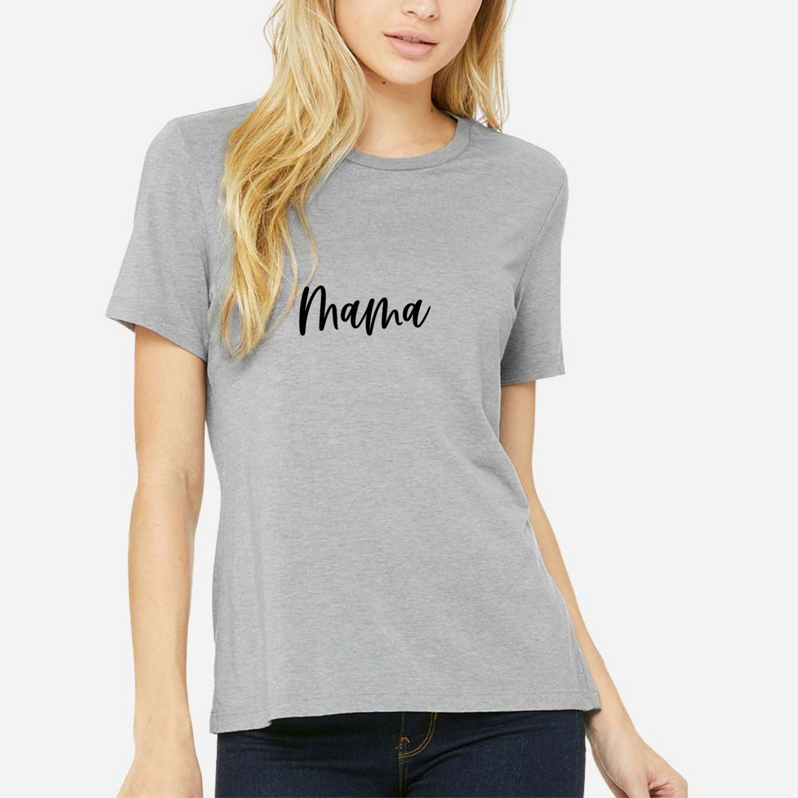 MAMA Women's Ultra-Premium Triblend T-Shirt - Heather Grey front mockup