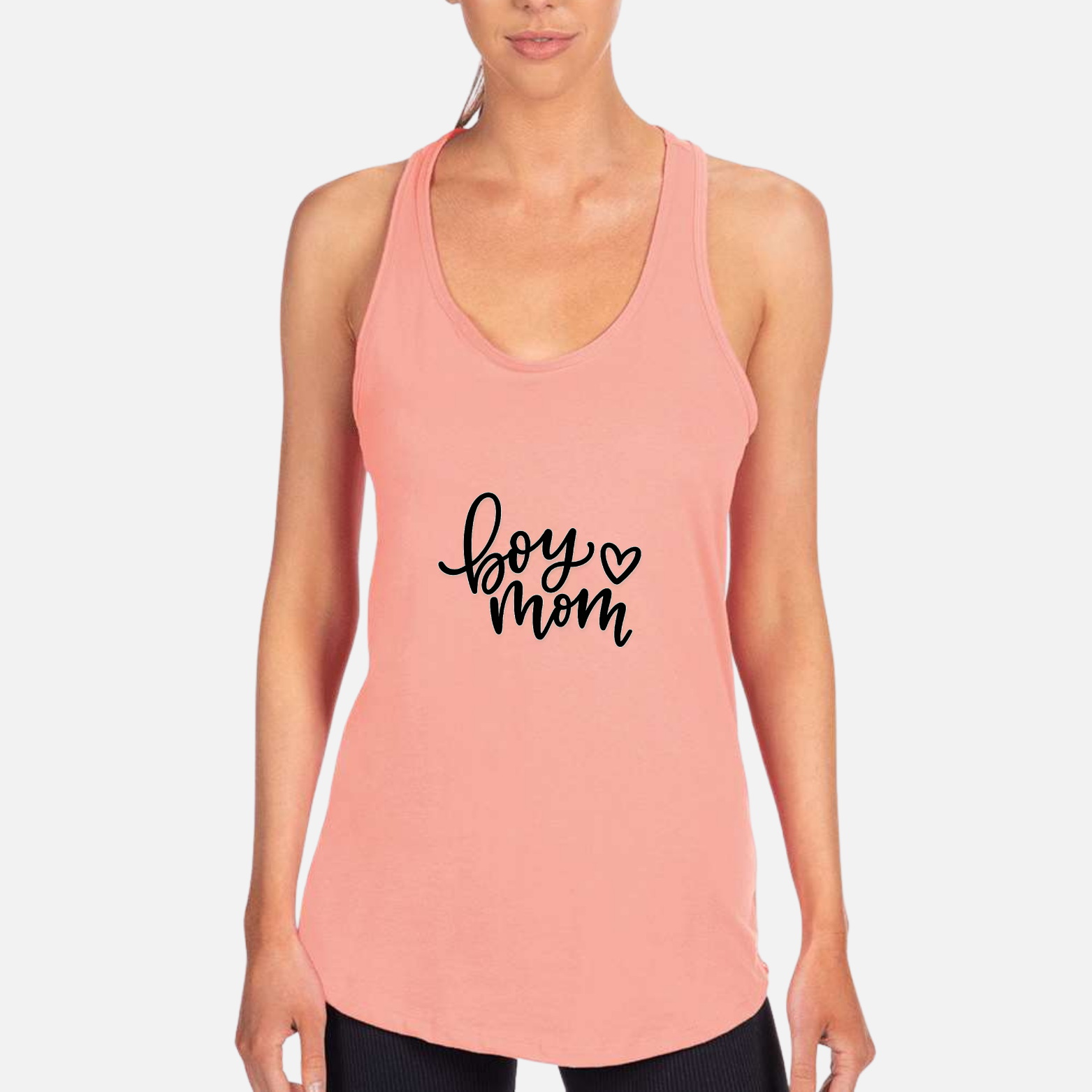 Boy Mom Women's Racerback Tank - Desert Pink front mockup