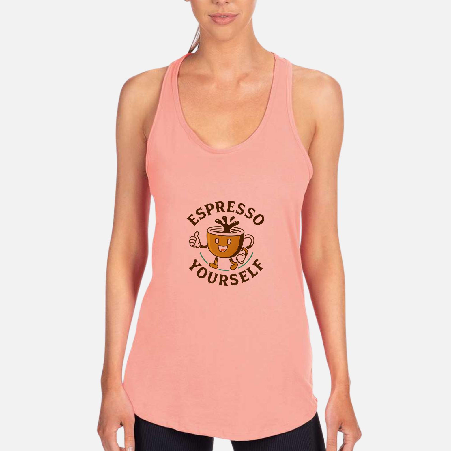 Espresso Yourself Women's Premium Racerback Tank - Desert Pink front mockup