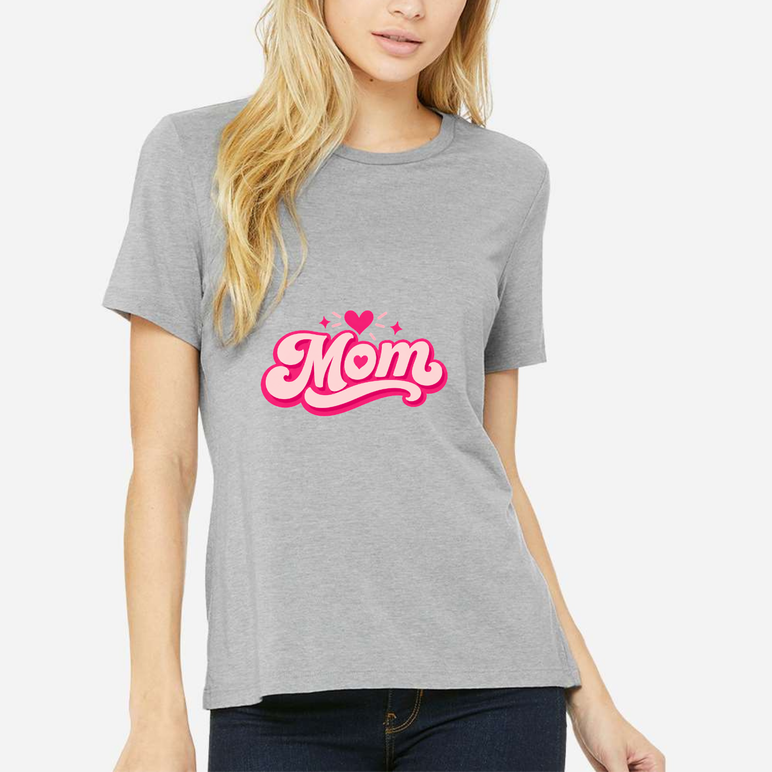 Mom Heart Women's Ultra-Premium Triblend T-Shirt - Heather Grey front mockup