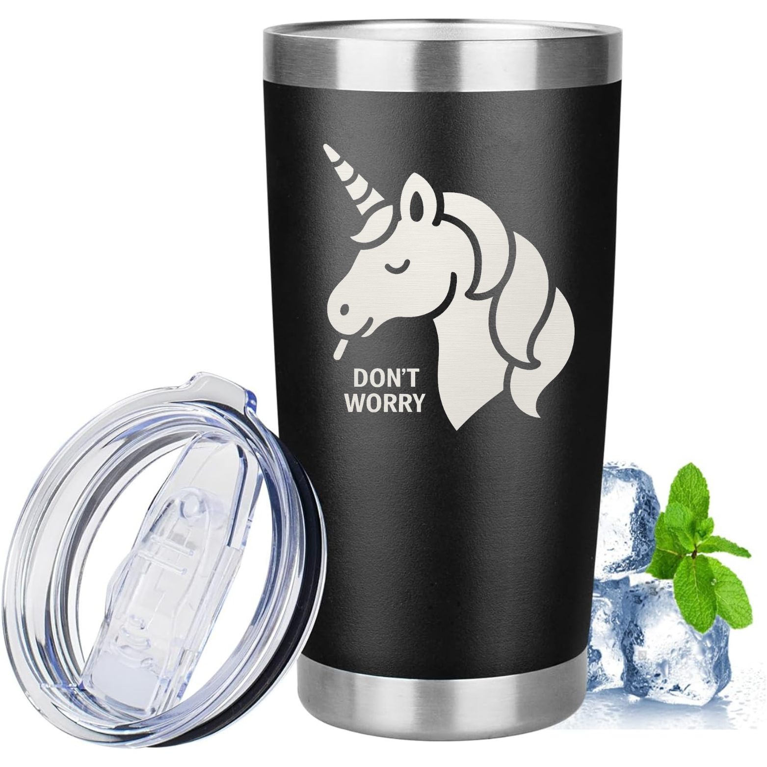 Don't Worry Unicorn 20oz Tumbler - Black