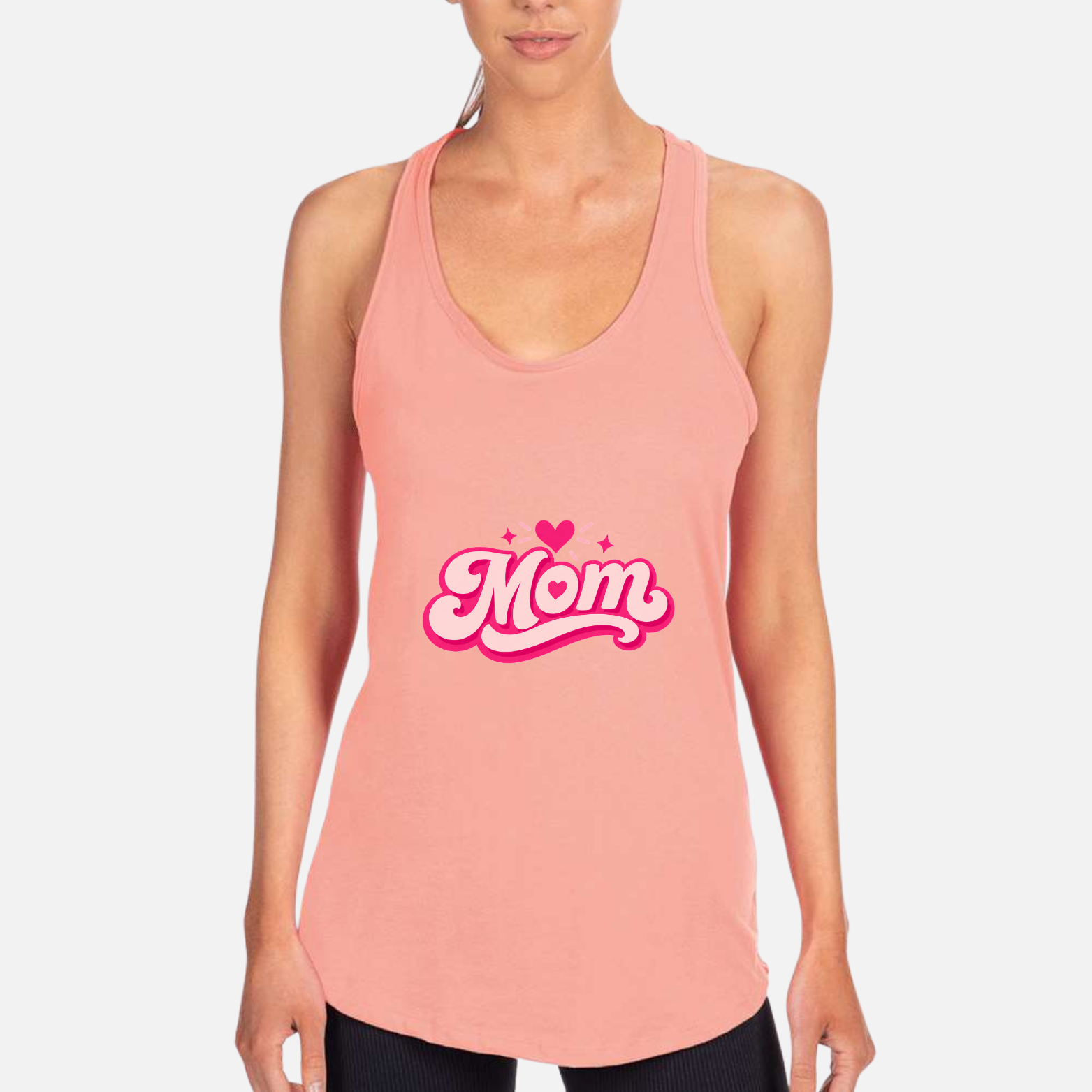Mom Heart Women's Racerback Tank - Desert Pink front mockup