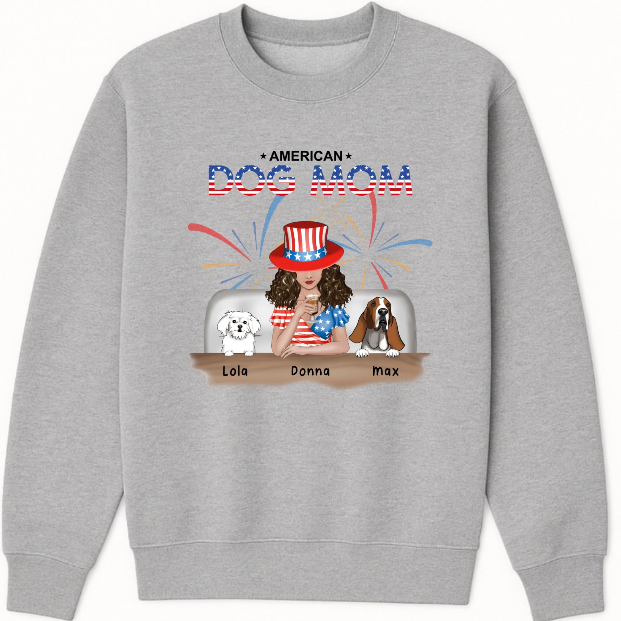 American Dog Mom Sweatshirt hero product mockup
