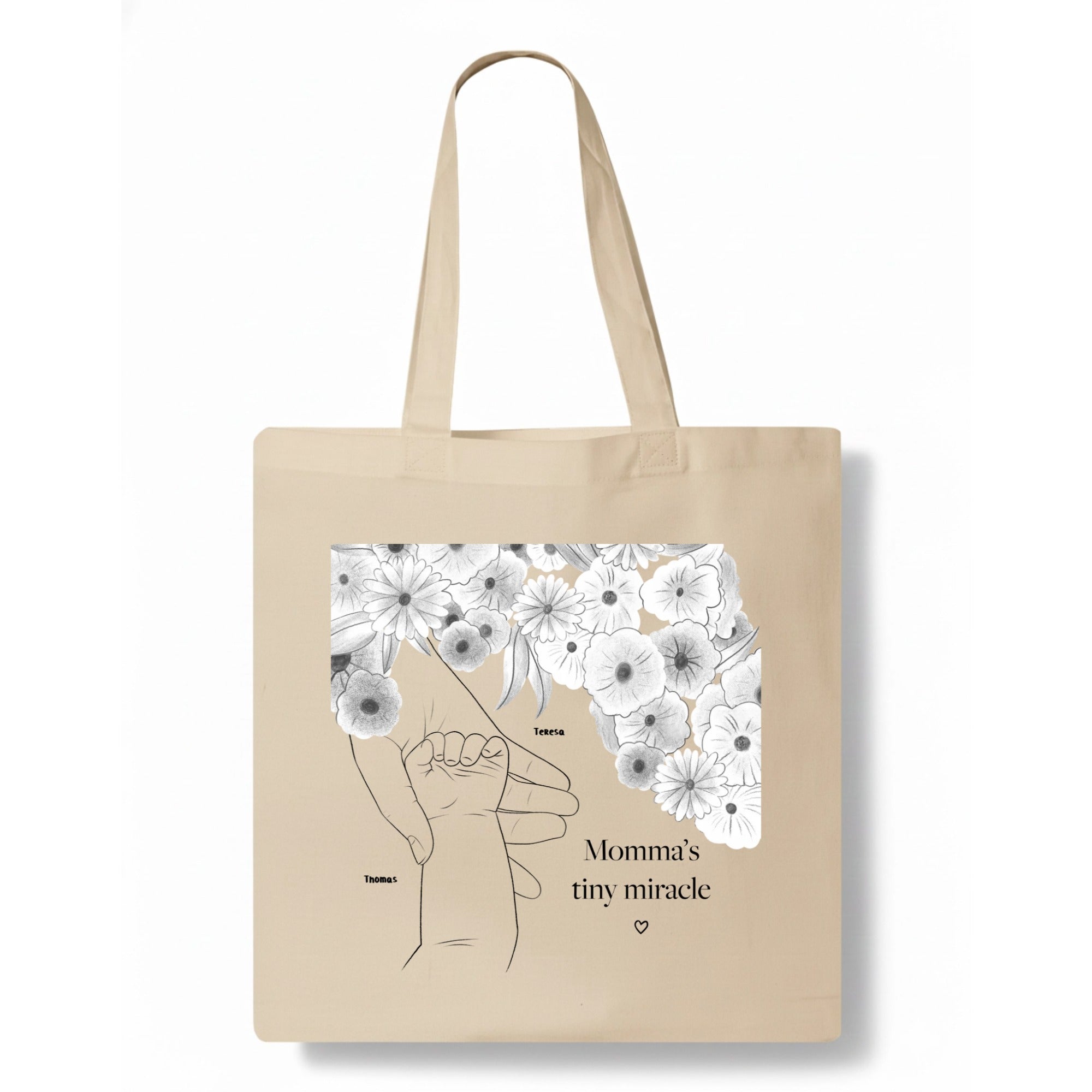 Momma's tiny miracle Tote Bag hero product mockup