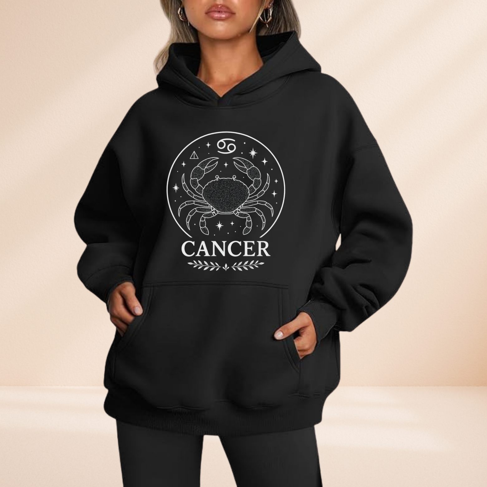 Cancer Pullover Hoodie – Zodiac Astrology Graphic Sweatshirt – Horoscope Star Sign