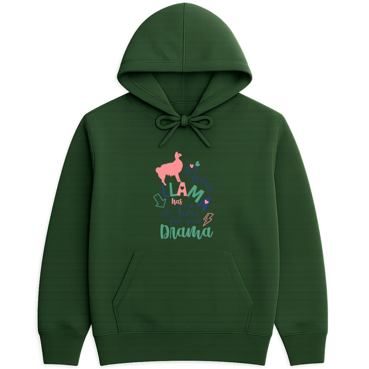 Mama Llama Hoodie - Forest Green mockup