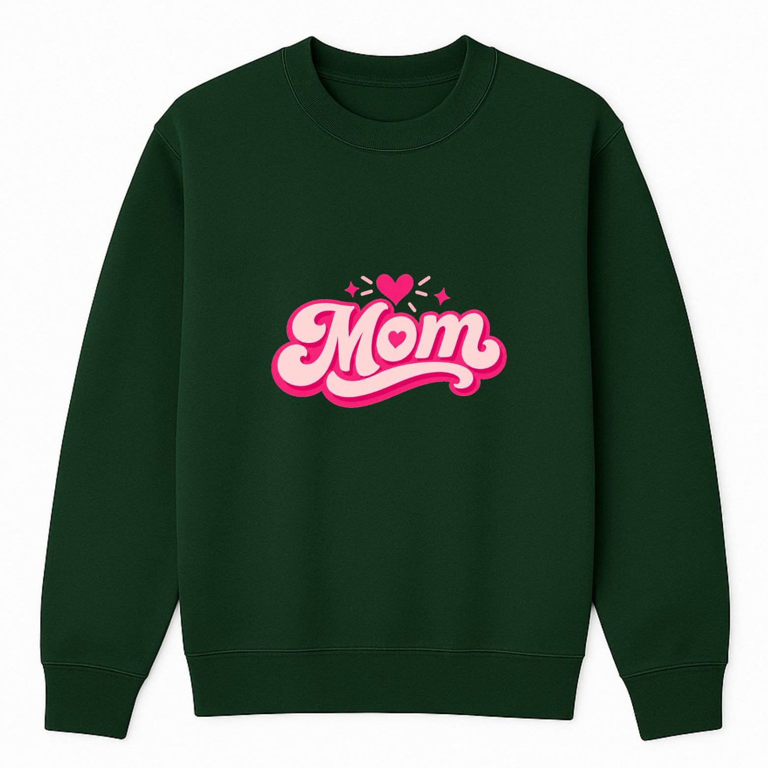 Mom Heart Crewneck Sweatshirt - Forest Green mockup