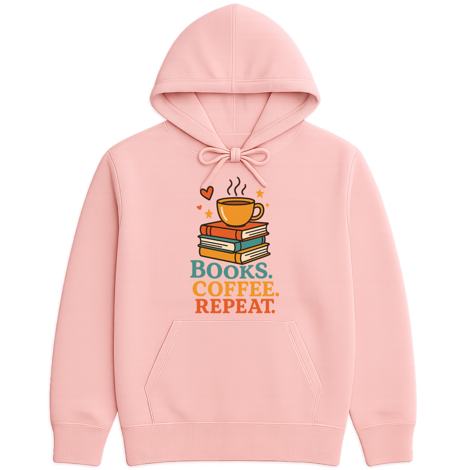 Books Coffee Repeat Hoodie - Pink