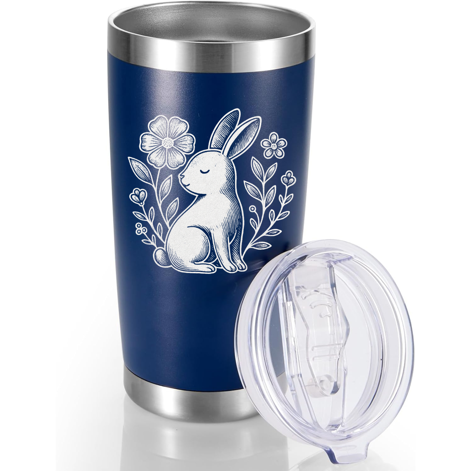 Floral Bunny 20oz Tumbler - Navy