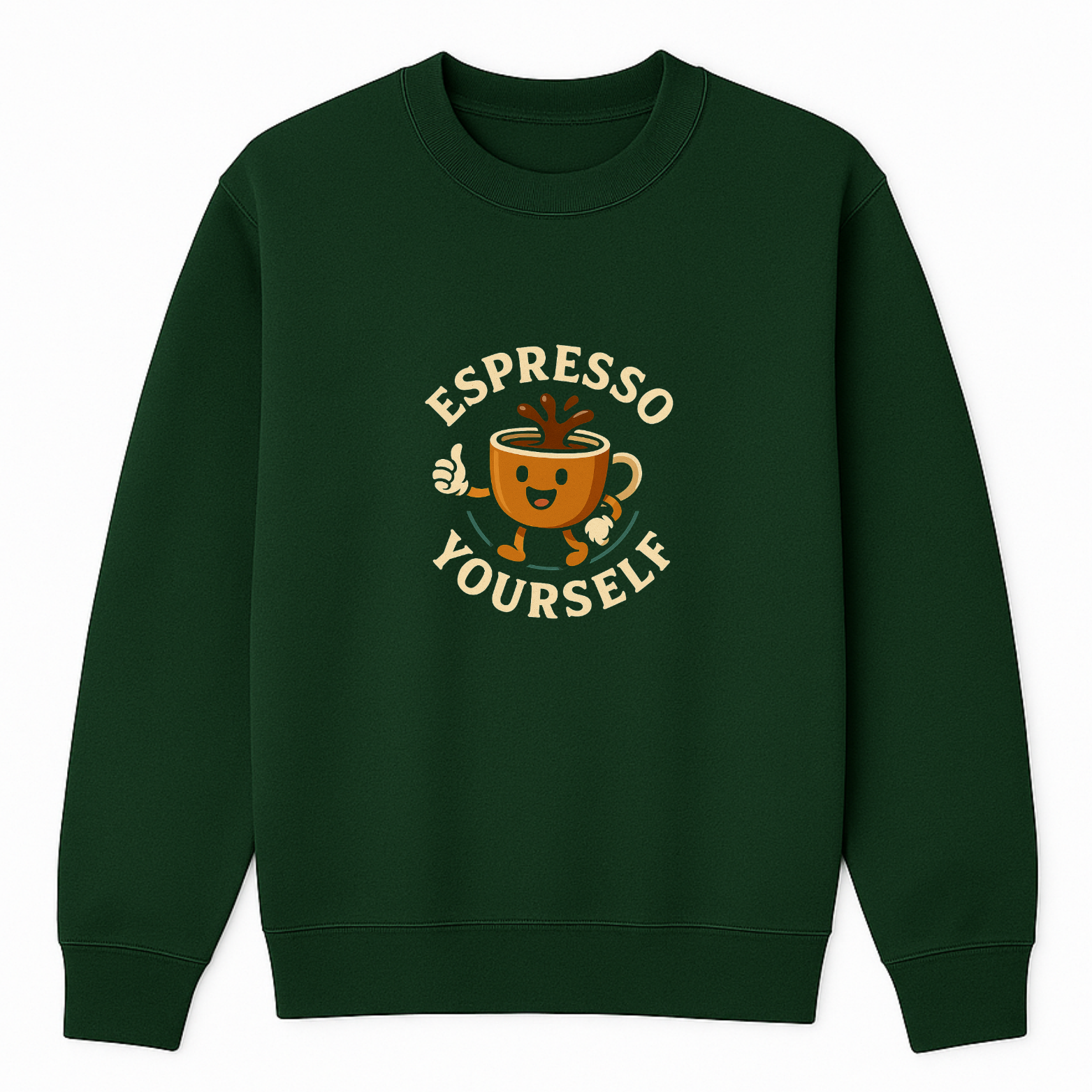 Espresso Yourself Crewneck Sweatshirt - Forest Green mockup
