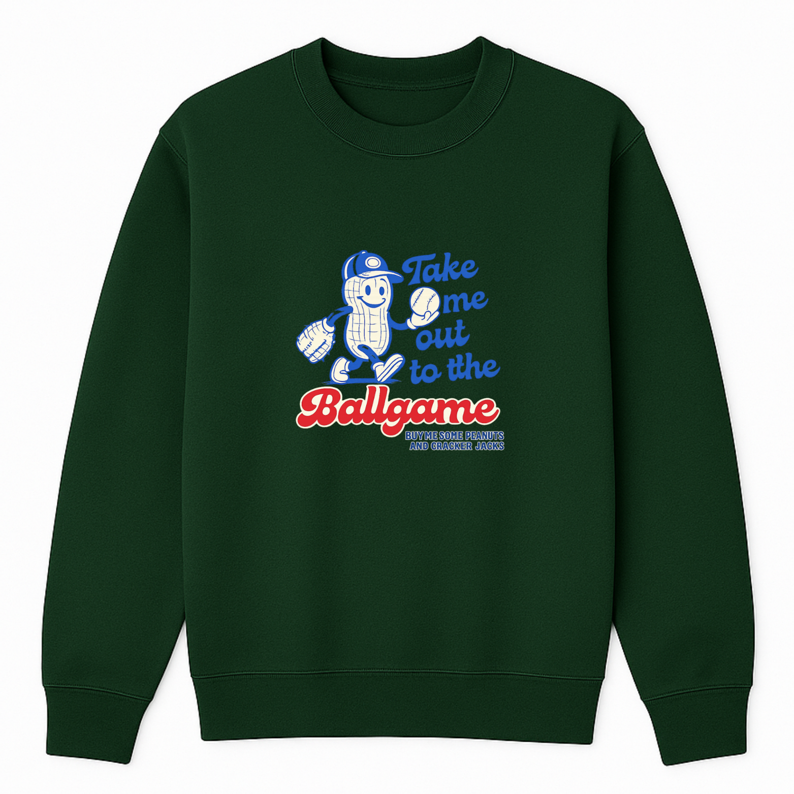 Take Me Out To The Ballgame Crewneck Sweatshirt - Forest Green mockup