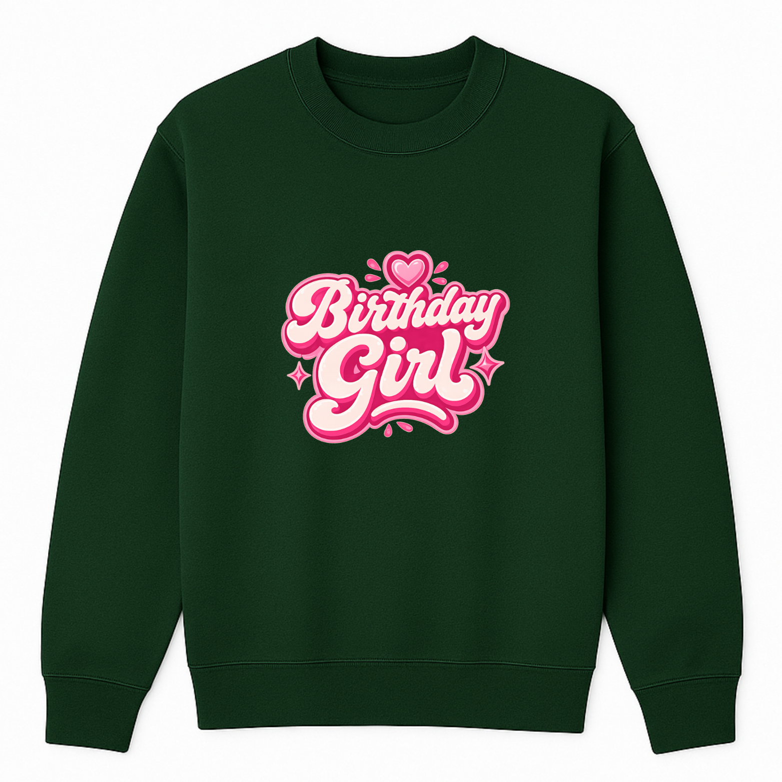 Birthday Girl Crewneck Sweatshirt - Forest Green mockup