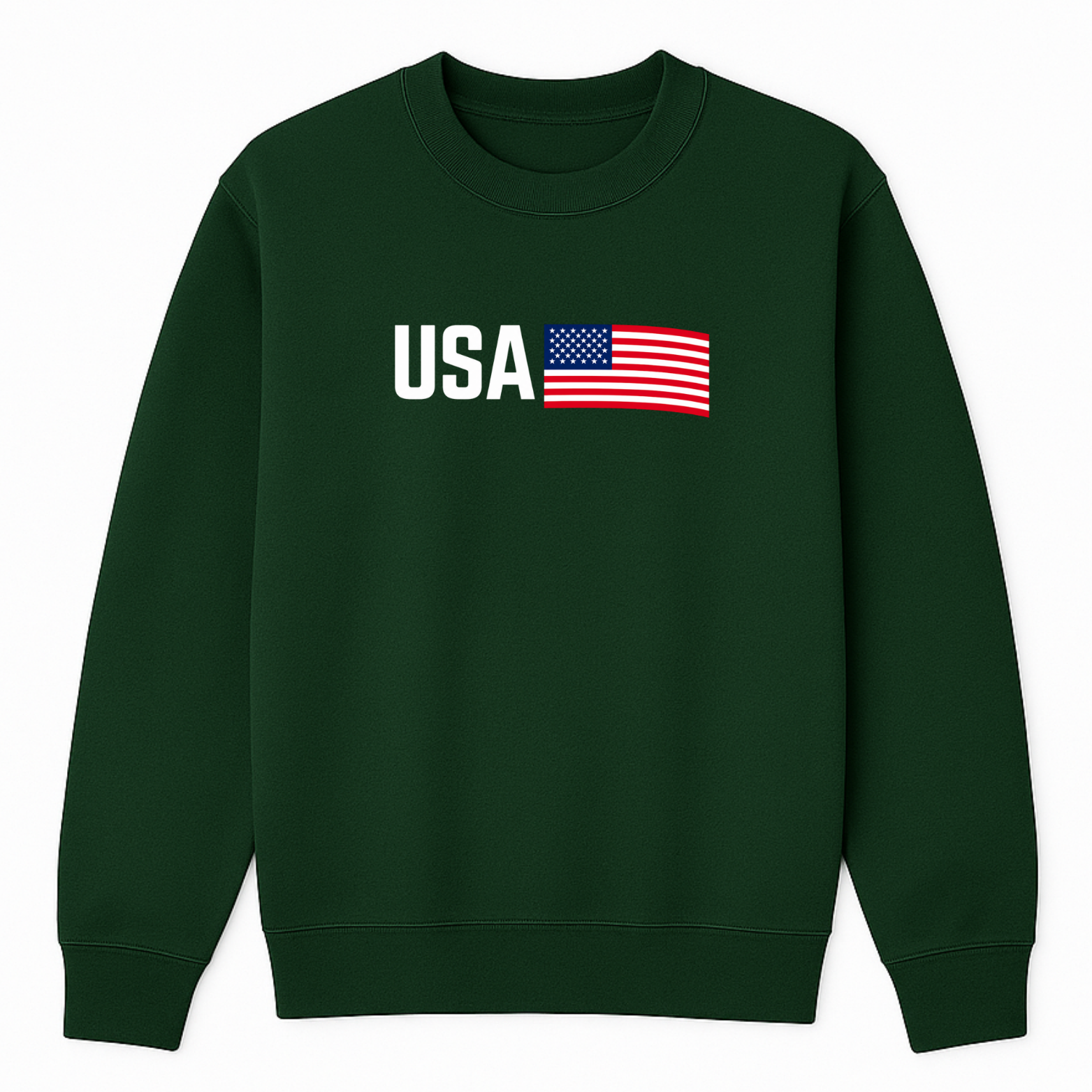 USA Crewneck Sweatshirt - Forest Green mockup