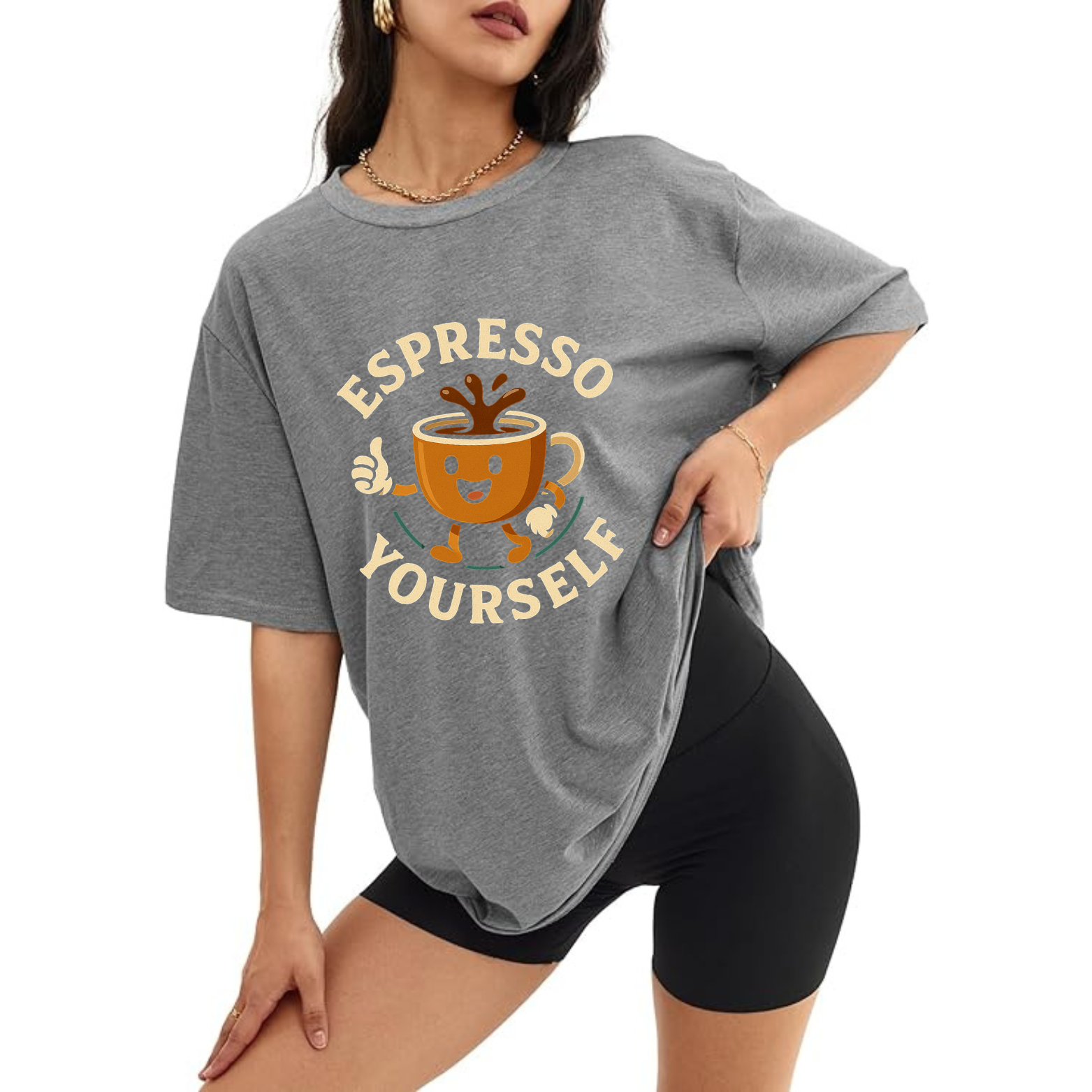 Espresso Yourself Women's Oversized Tee - Sports Grey