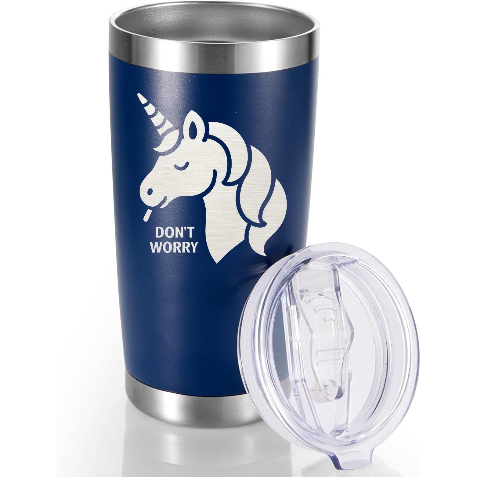 Don't Worry Unicorn 20oz Tumbler - Navy