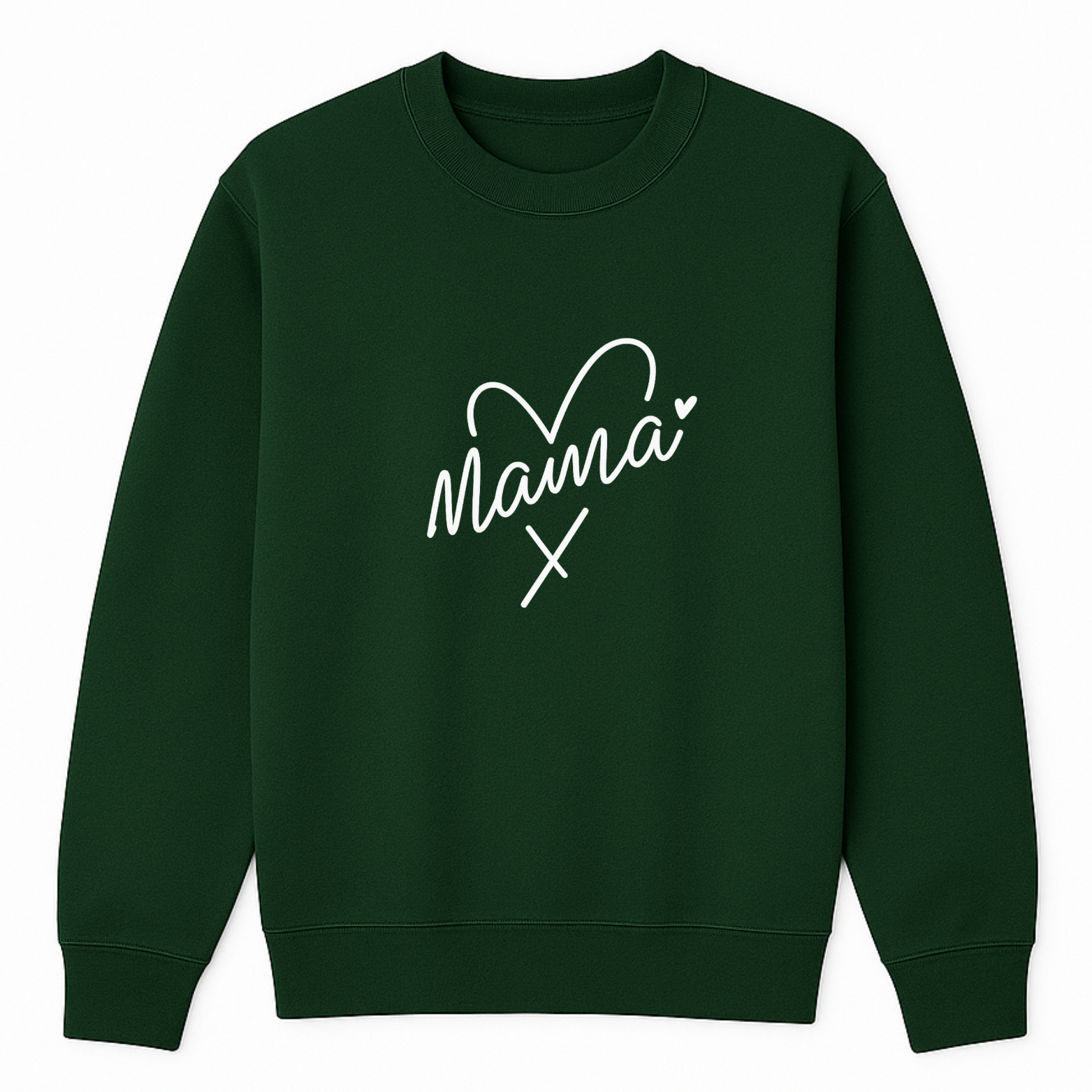 Mama Heart Crewneck Sweatshirt - Forest Green mockup