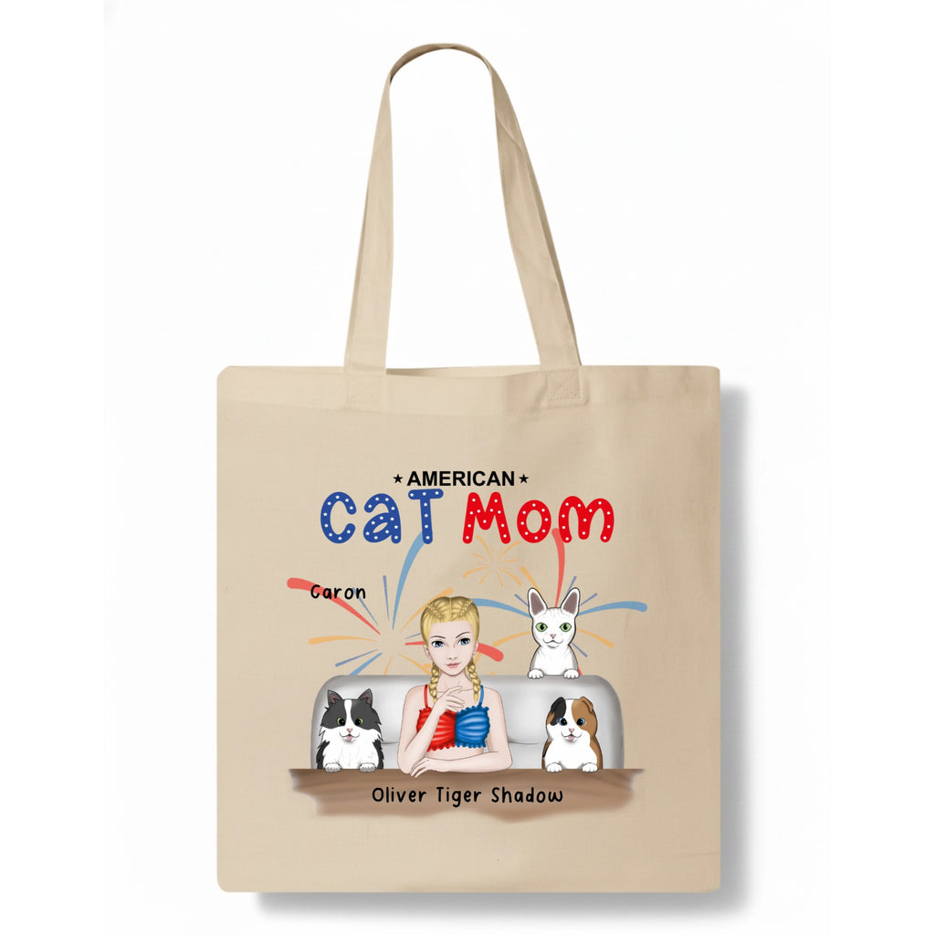 American Cat Mom Tote Bag hero product mockup