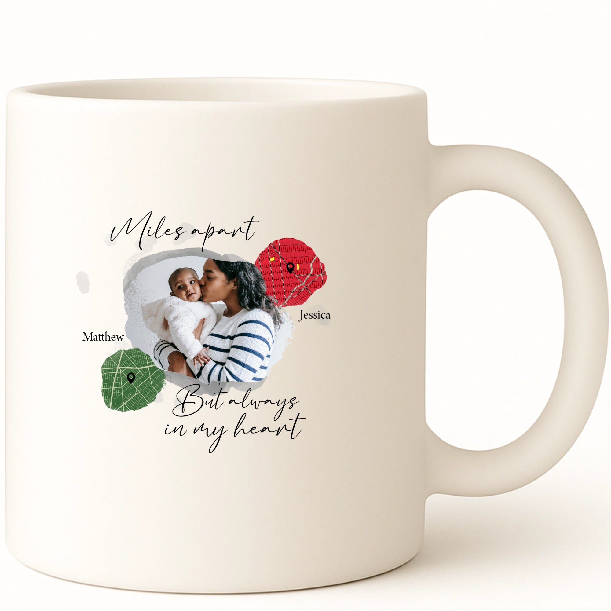 Miles apart but always in my heart Coffee Mug hero product mockup