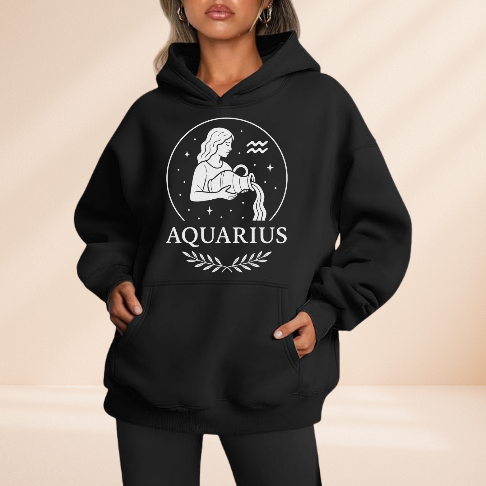 Aquarius Pullover Hoodie – Zodiac Astrology Graphic Sweatshirt – Horoscope Star Sign