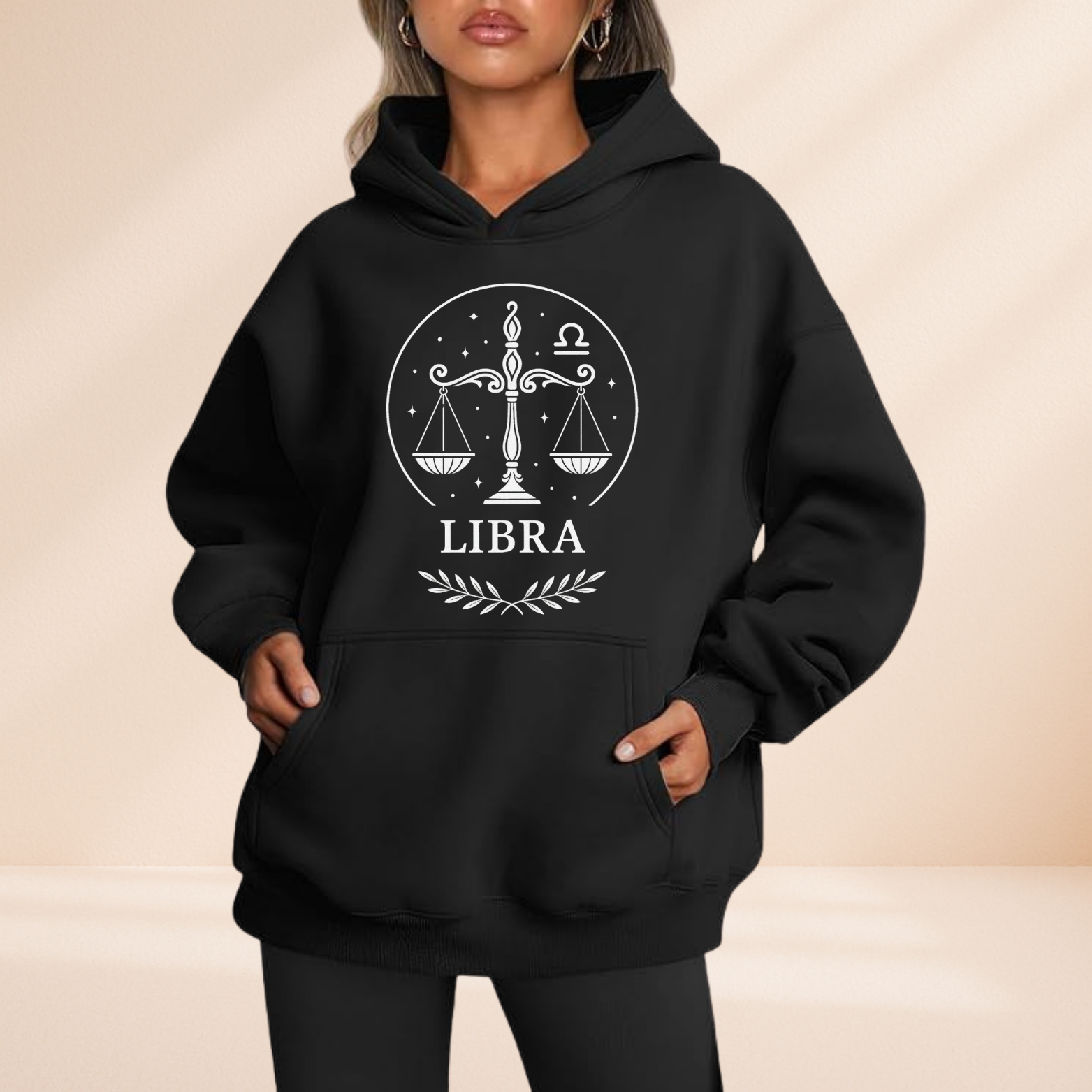 Libra Pullover Hoodie – Zodiac Astrology Graphic Sweatshirt – Horoscope Star Sign