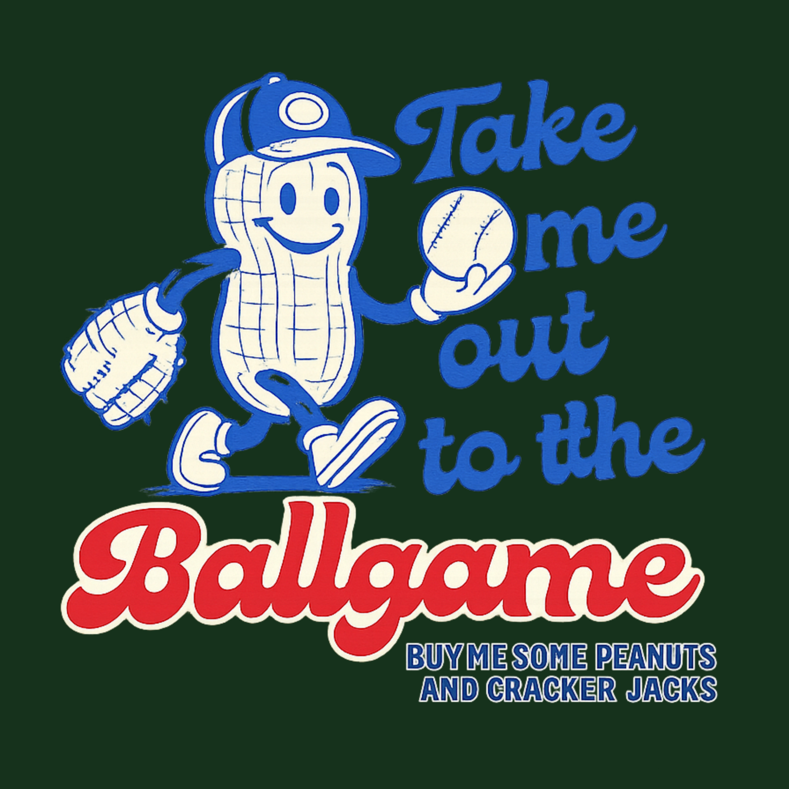 Take Me Out To The Ballgame Crewneck Sweatshirt - Forest Green design preview