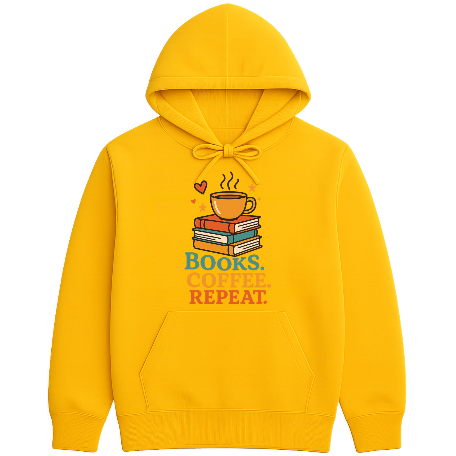 Books Coffee Repeat Hoodie - Yellow