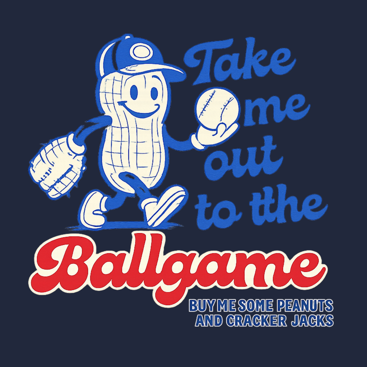 Take Me Out To The Ballgame Youth Triblend Tee - Navy design preview