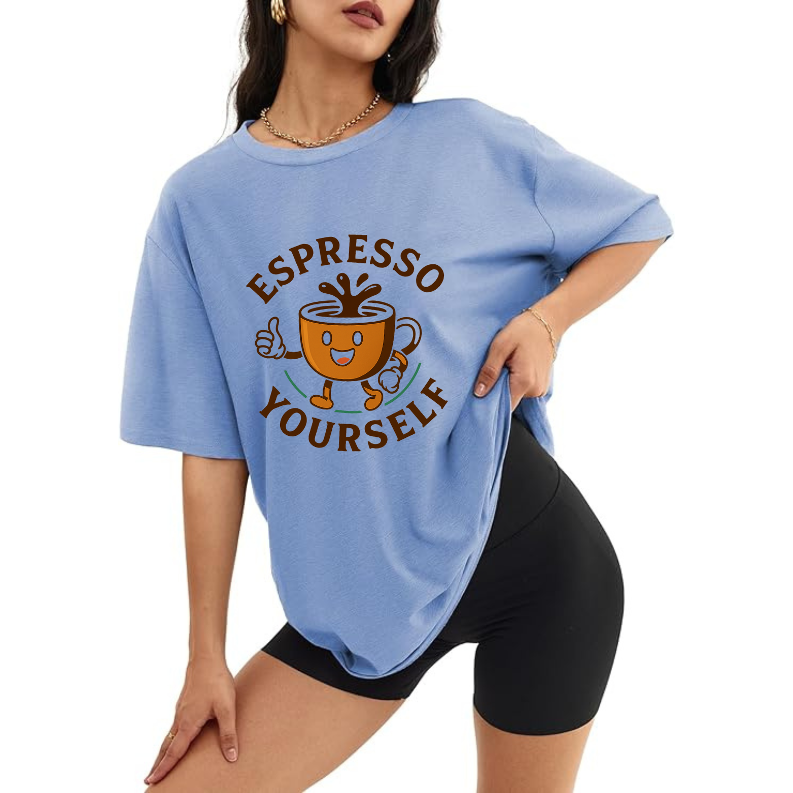 Espresso Yourself Women's Oversized Tee - Blue