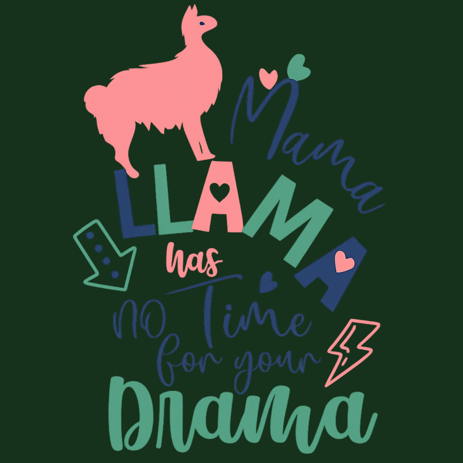 Mama Llama Crewneck Sweatshirt - Forest Green design preview