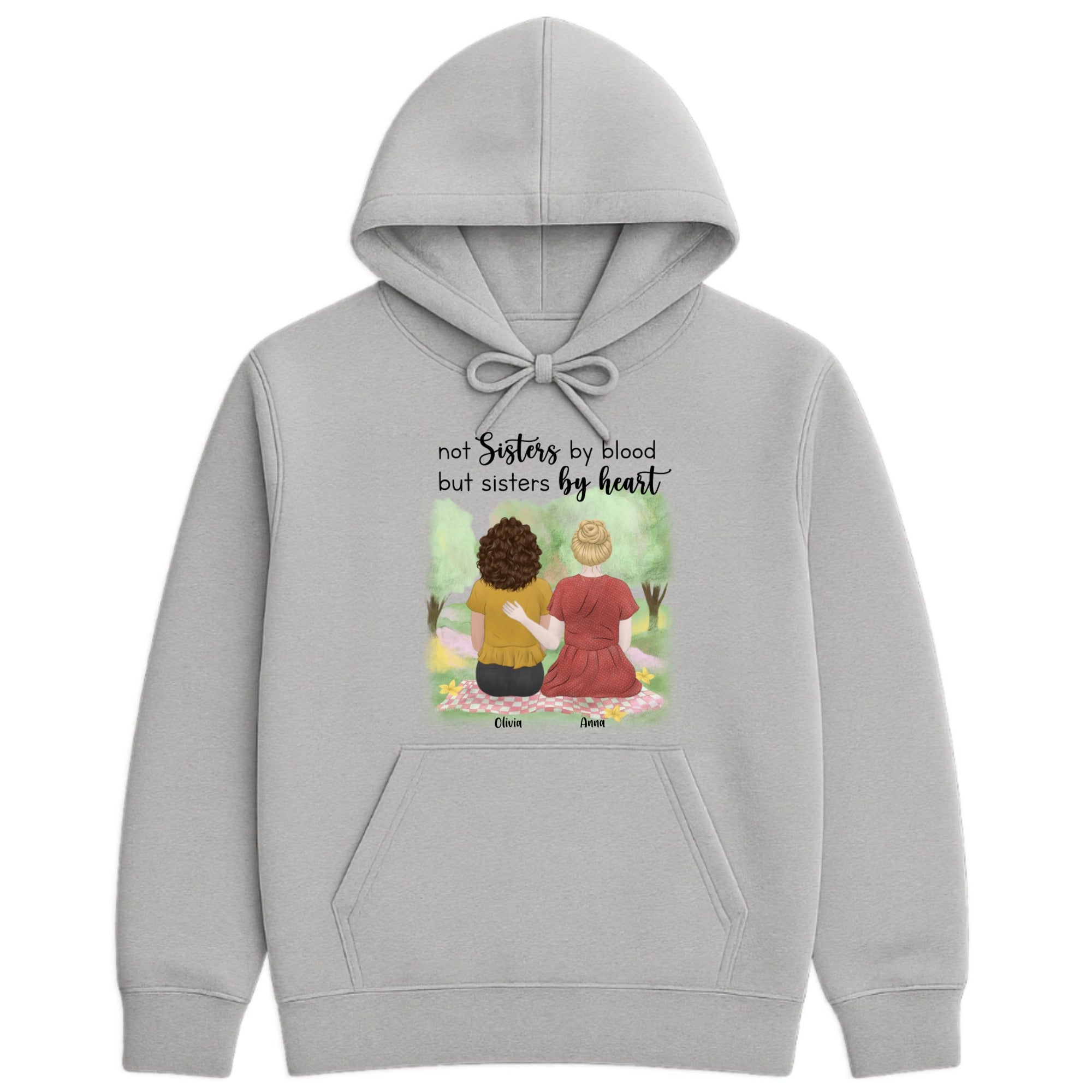 Friends and Sisters by heart Hoodie hero product mockup