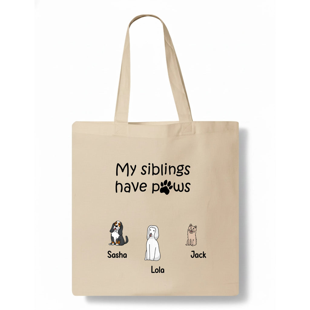 My siblings have paws dogs Tote Bag hero product mockup