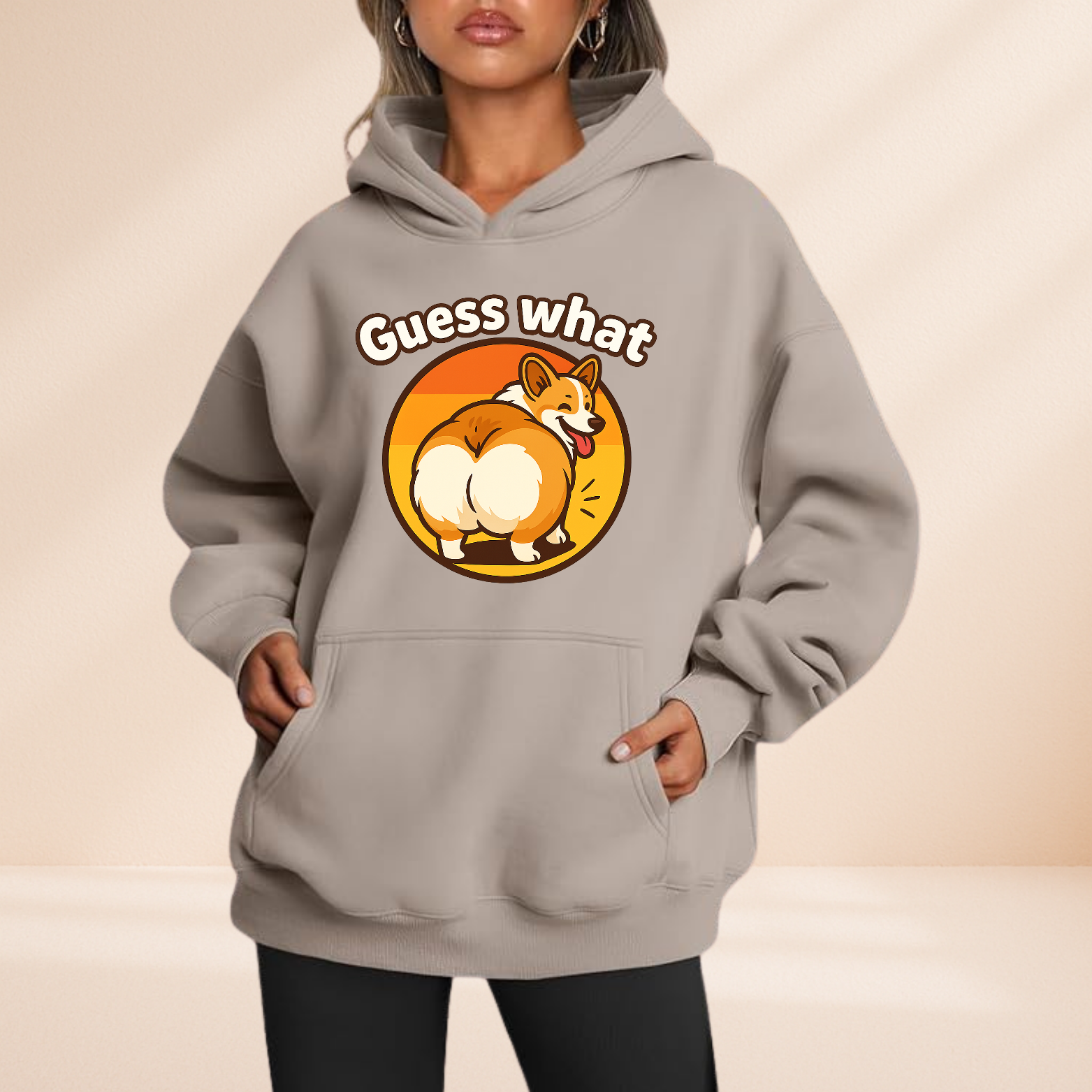 Guess What Corgi Hoodie – Funny Dog Butt Graphic Sweatshirt – Cute Pet Lover Gift