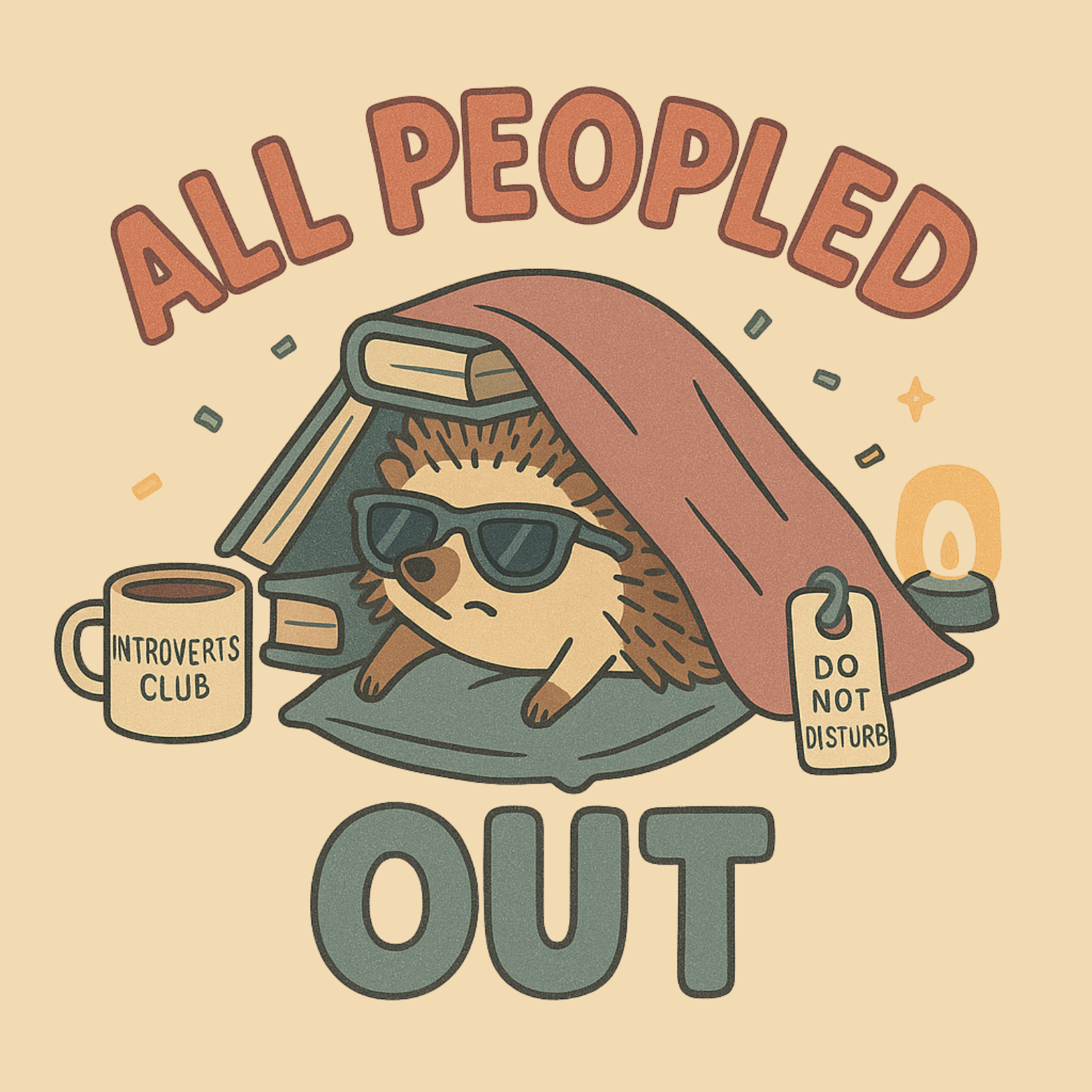 All Peopled Out Hoodie – Funny Introvert Graphic Sweatshirt – Cozy Hedgehog Design