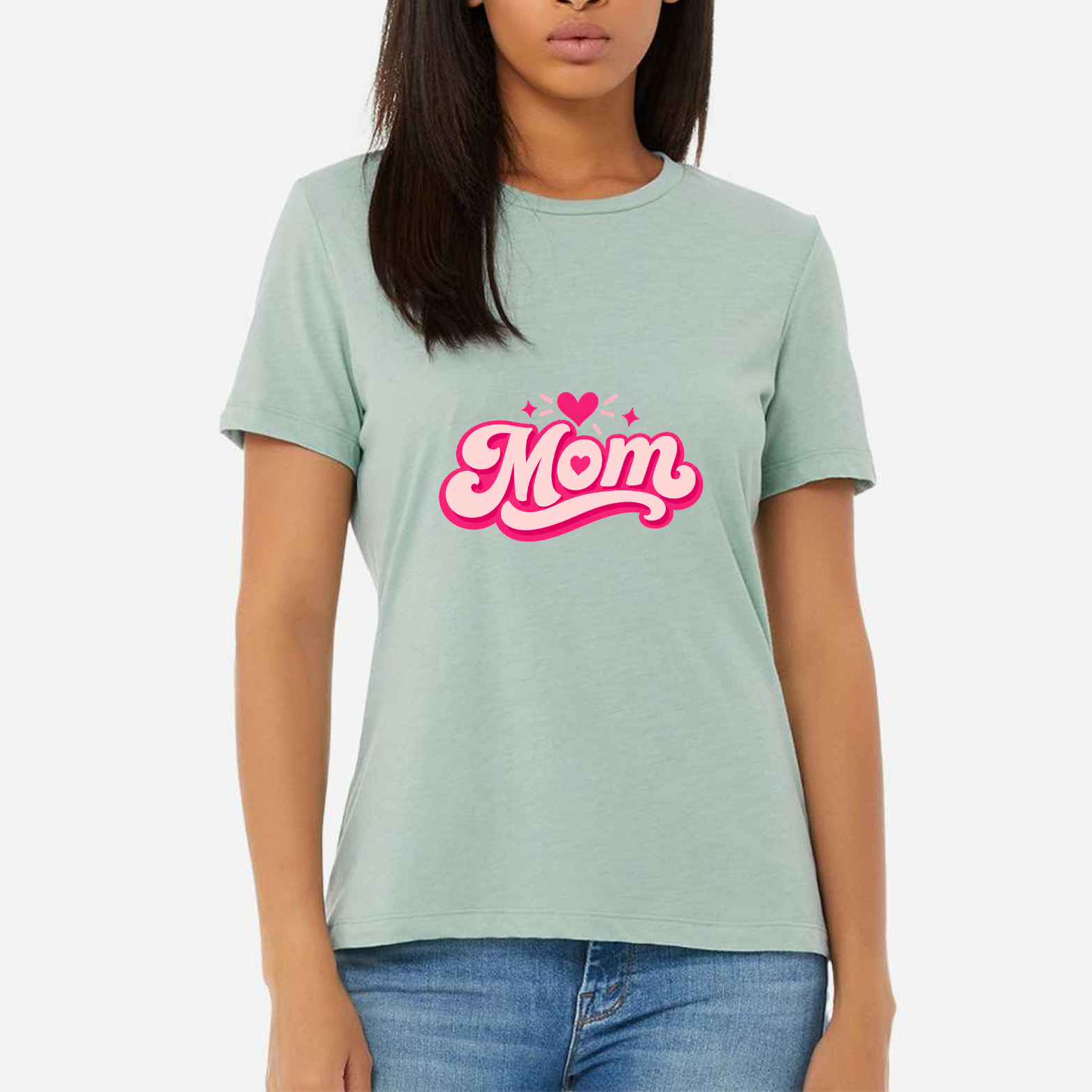 Mom Heart Women's Ultra-Premium Triblend T-Shirt - Mint front mockup