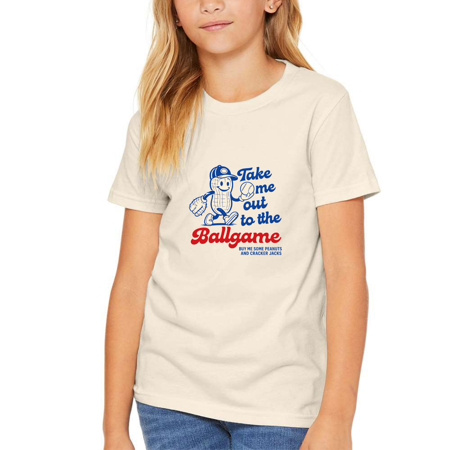 Take Me Out To The Ballgame Youth Triblend Tee - Natural front mockup