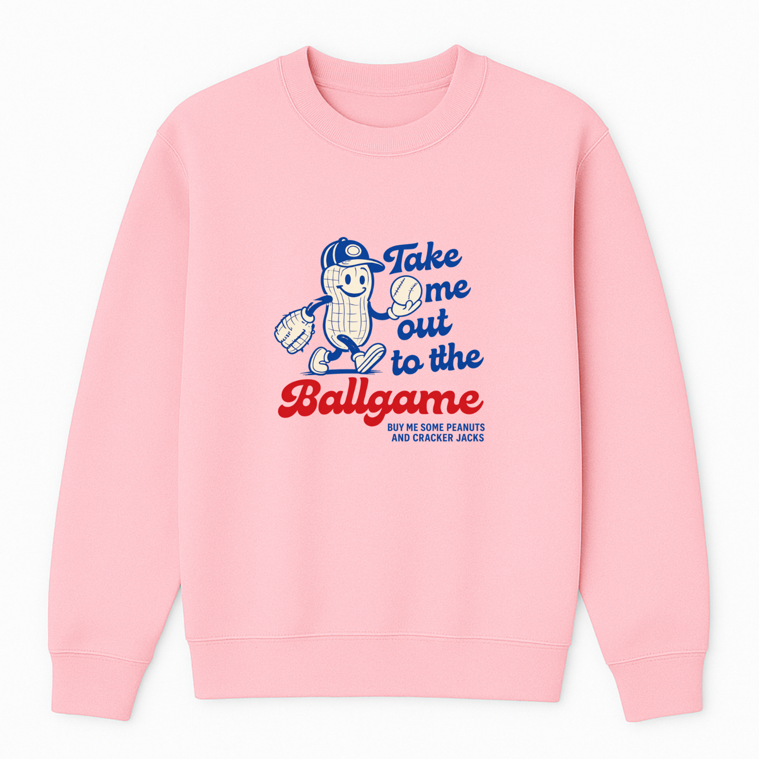 Take Me Out To The Ballgame Crewneck Sweatshirt - Pink mockup