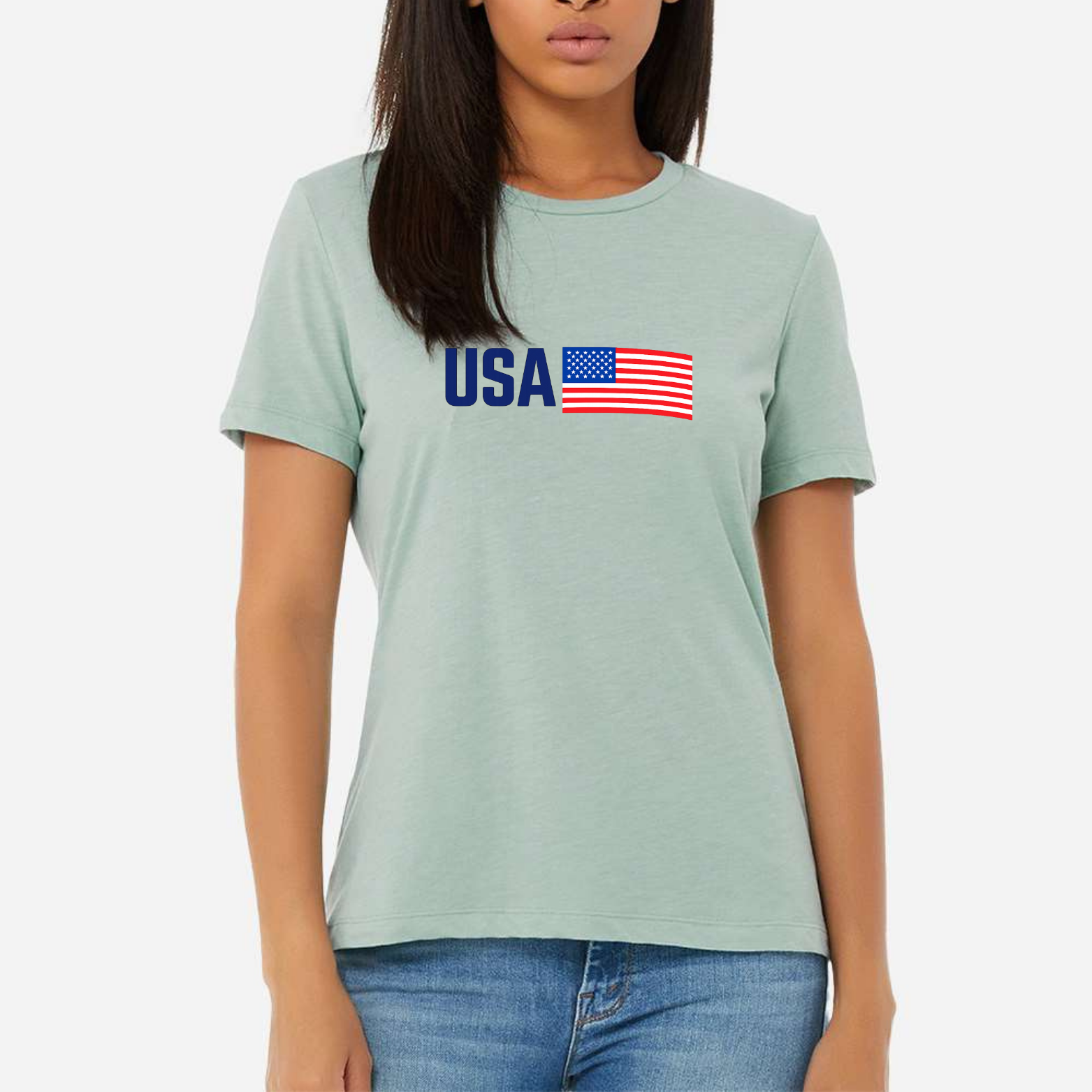 USA Women's Ultra-Premium Triblend T-Shirt - Mint front mockup