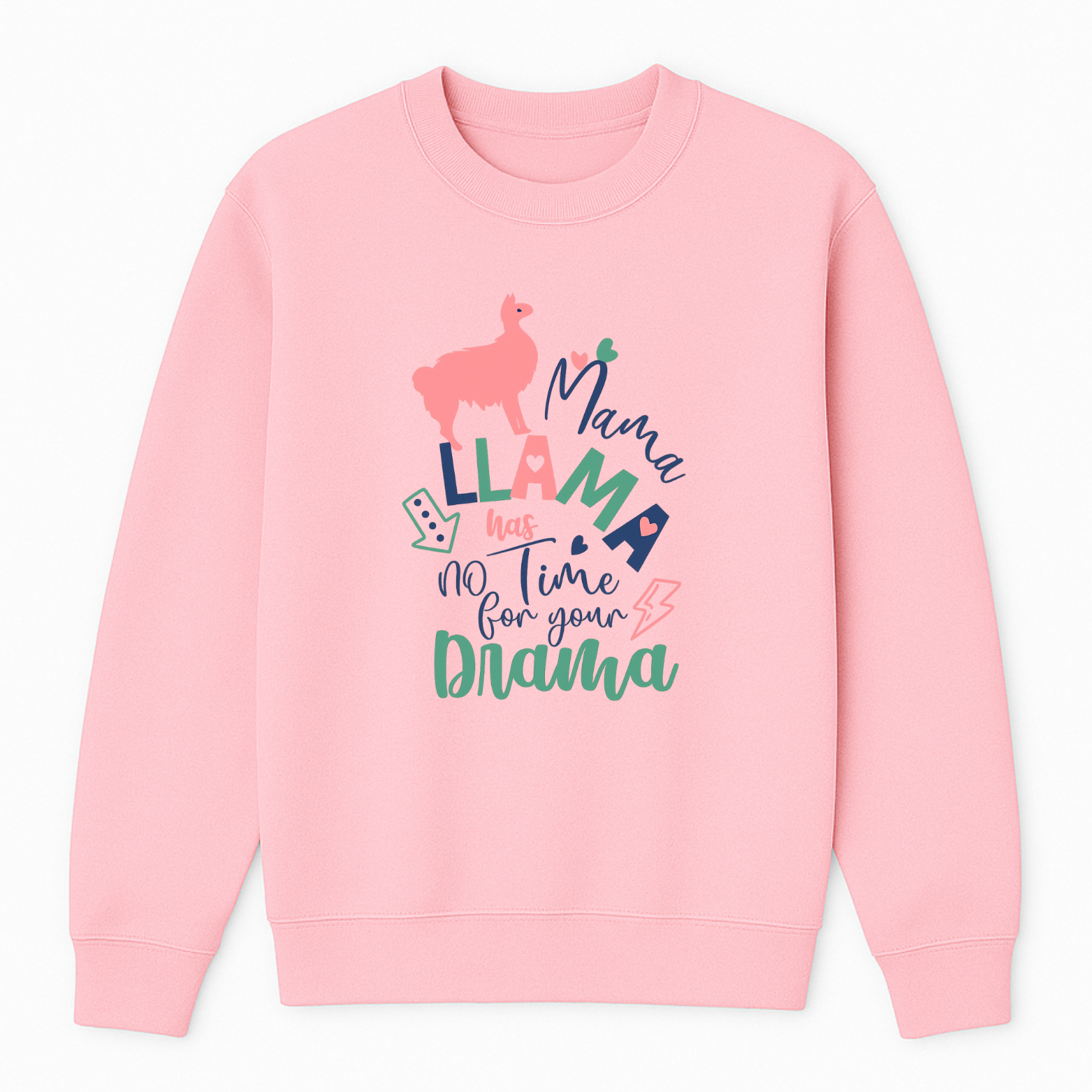 Mama Llama Crewneck Sweatshirt - Pink mockup