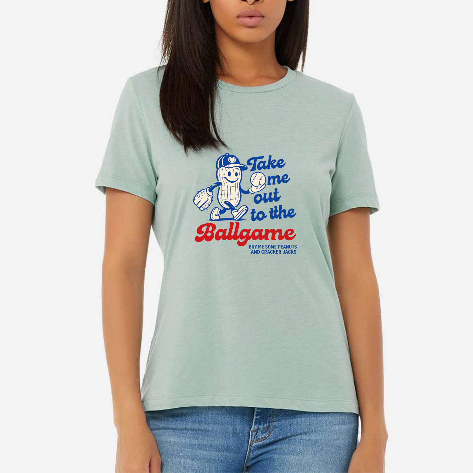 Take Me Out To The Ballgame Women's Ultra-Premium Triblend T-Shirt - Mint front mockup