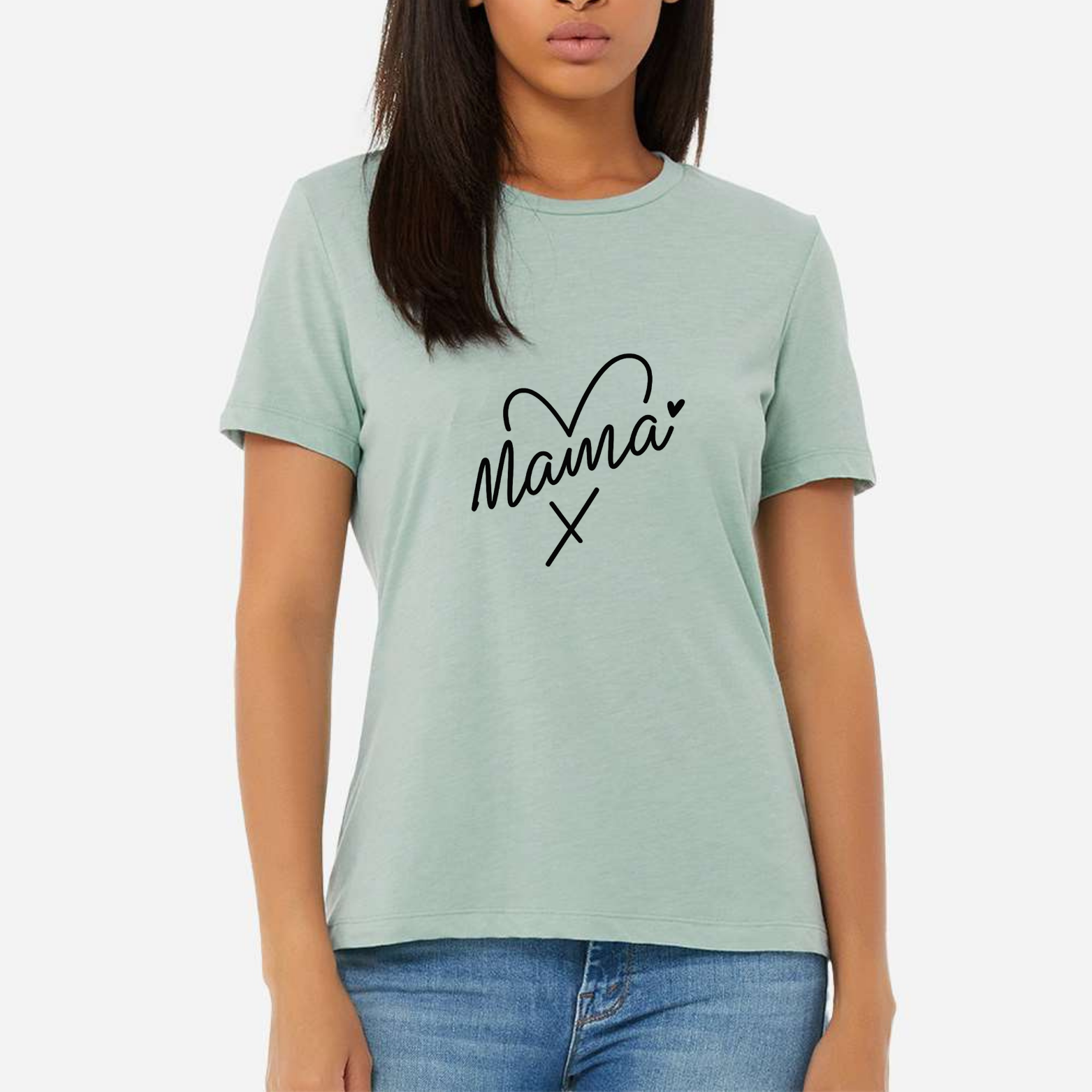Mama Heart Women's Ultra-Premium Triblend T-Shirt - Mint front mockup