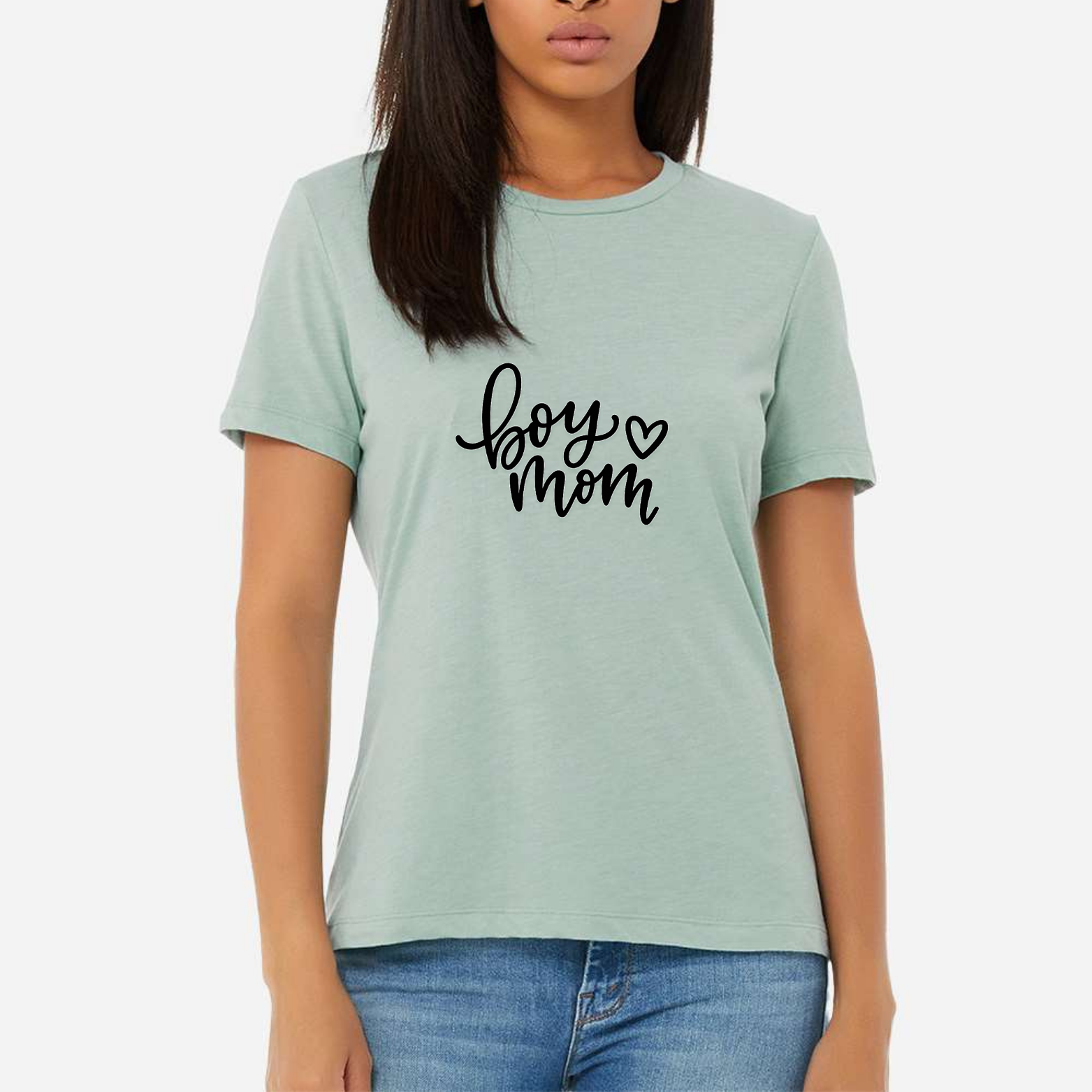 Boy Mom Women's Ultra-Premium Triblend T-Shirt - Mint front mockup