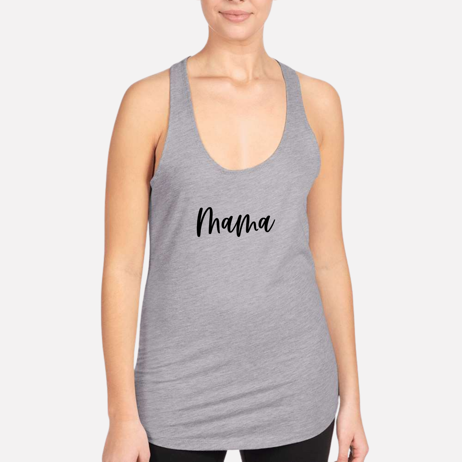 MAMA Women's Racerback Tank - Heather Grey front mockup