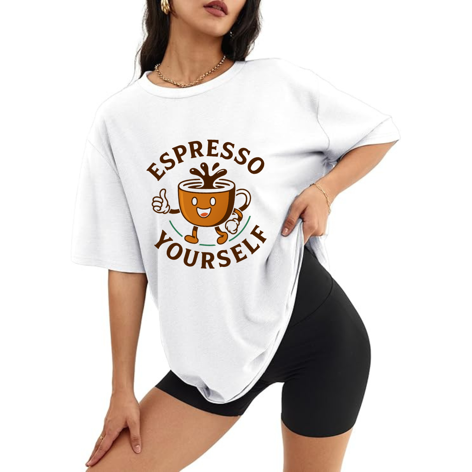 Espresso Yourself Women's Oversized Tee - White